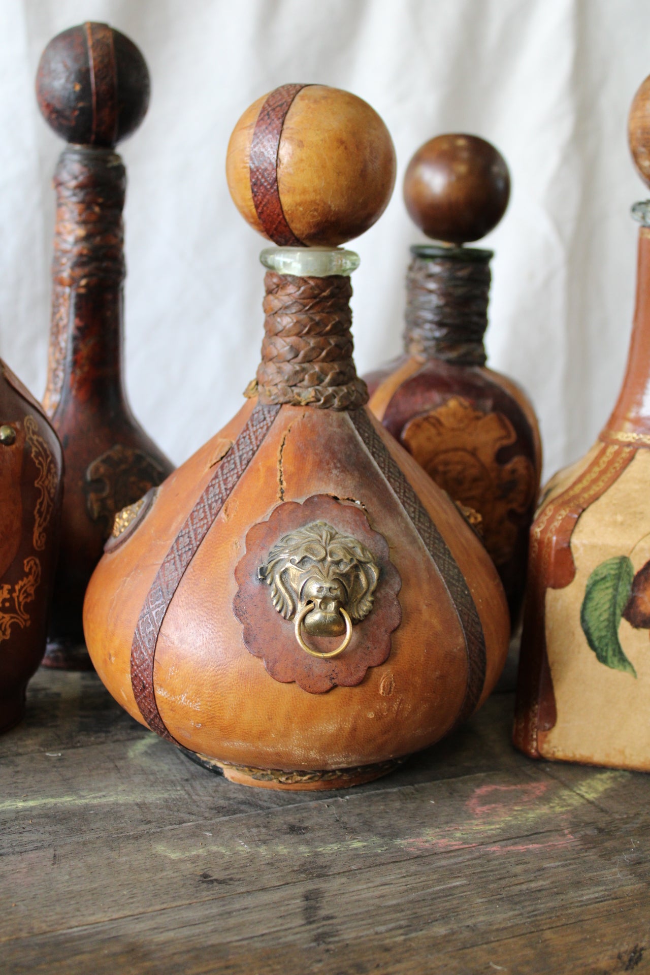 Vintage Italian Leather Bottles