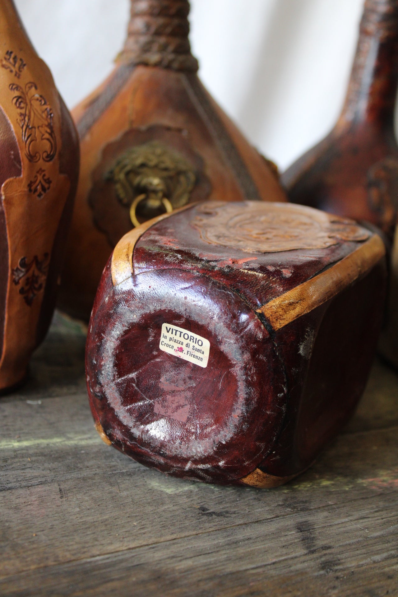 Vintage Italian Leather Bottles