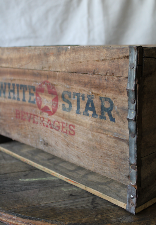 Vintage White Star Crate