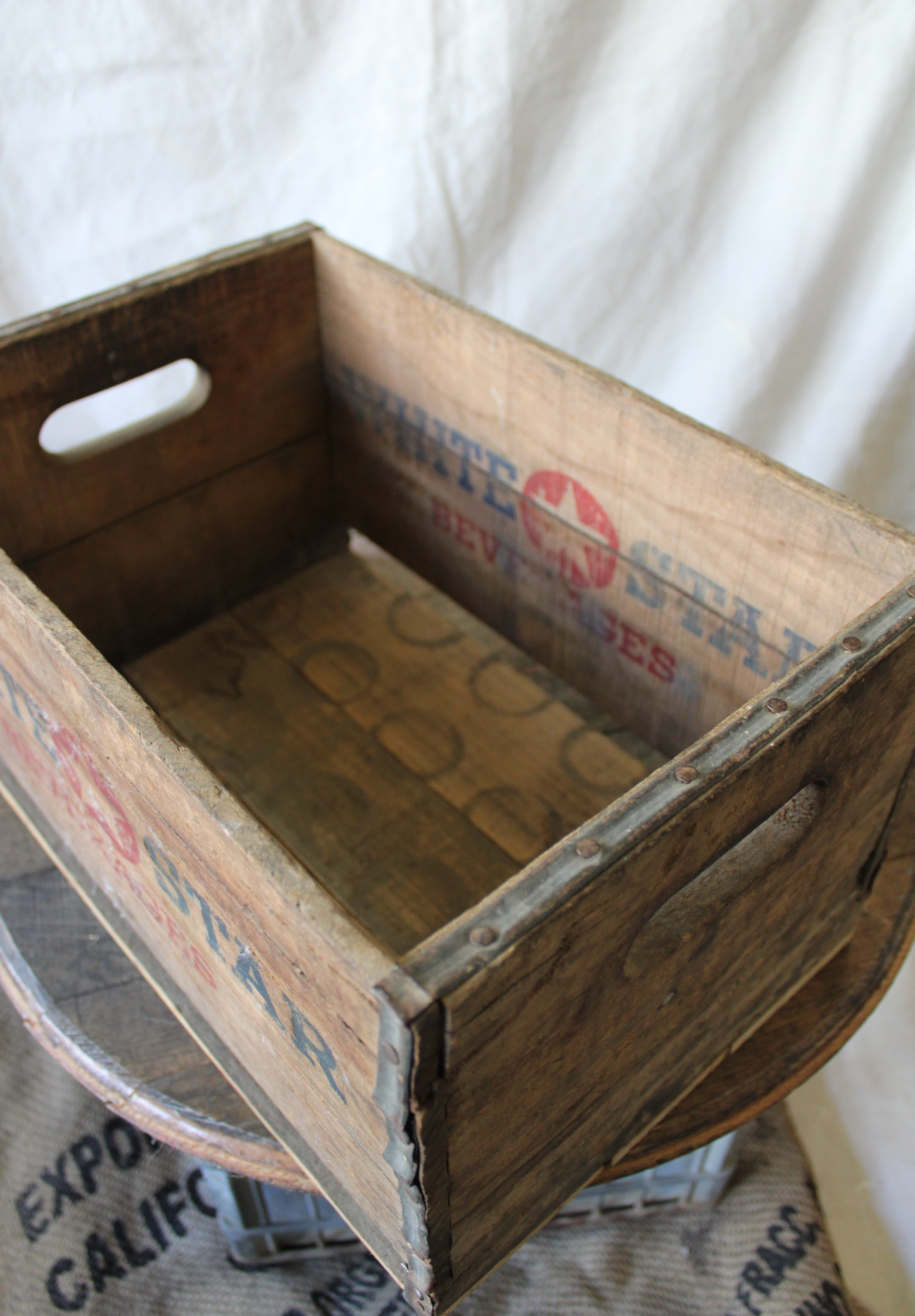 Vintage White Star Crate